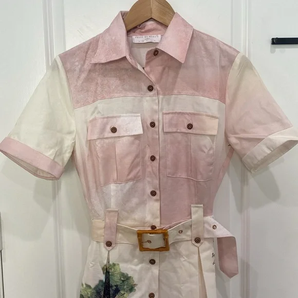 House of Maguie Tropical Mode Palm Print Utility Pockets Flared TrousersJumpsuit - Picture 5 of 17